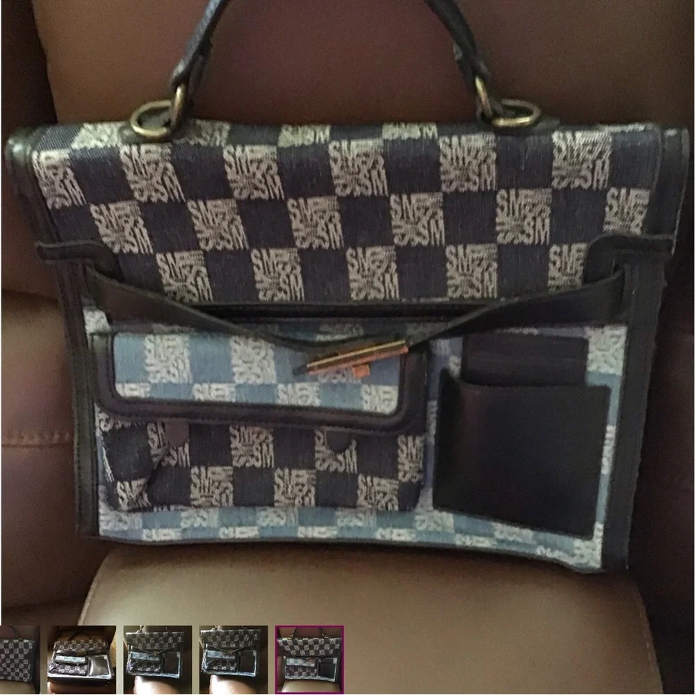 Steve Madden Monogrammed Blue and Gray Briefcase